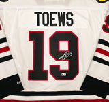 Chicago Blackhawks Jonathan Toews Autographed White Reebok Premier Jersey Size L Beckett BAS Witness Stock #250187