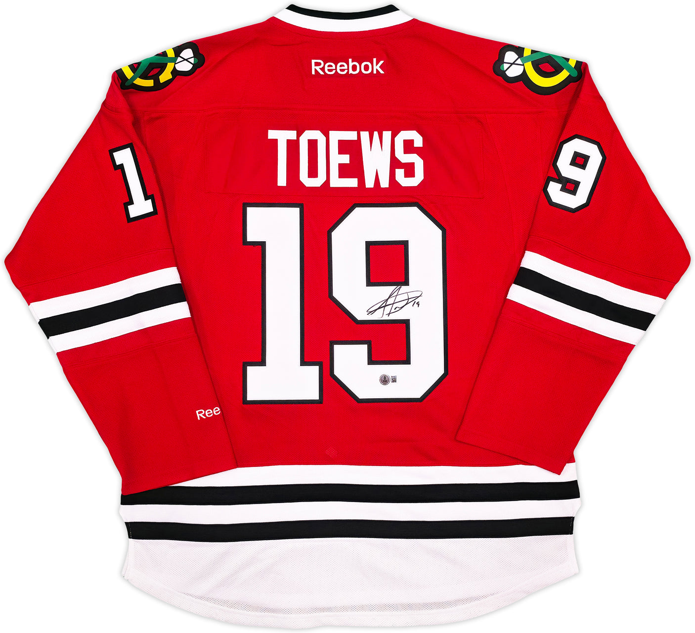 Chicago Blackhawks Jonathan Toews Autographed Red Reebok Premier Jersey Size L Beckett BAS Witness Stock #250188