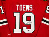 Chicago Blackhawks Jonathan Toews Autographed Red Reebok Premier Jersey Size L Beckett BAS Witness Stock #250188