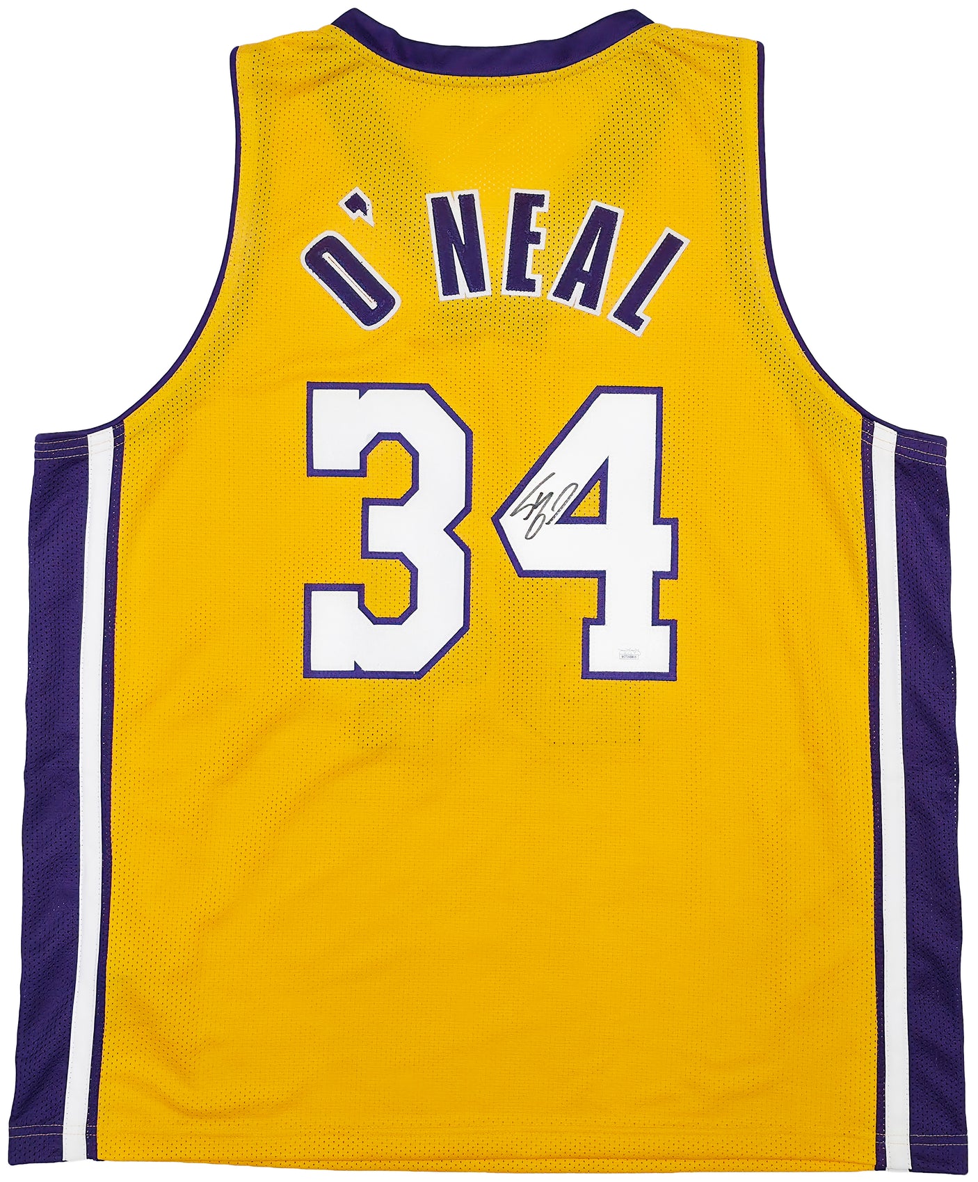 Los Angeles Lakers Shaquille O'Neal Autographed Gold Jersey JSA Stock #248834