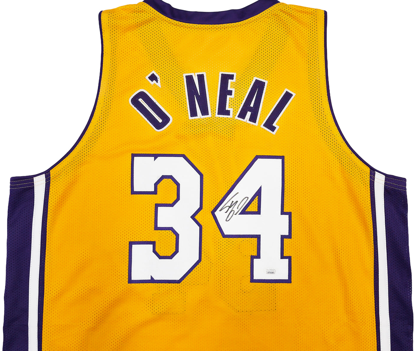 Los Angeles Lakers Shaquille O'Neal Autographed Gold Jersey JSA Stock #248834