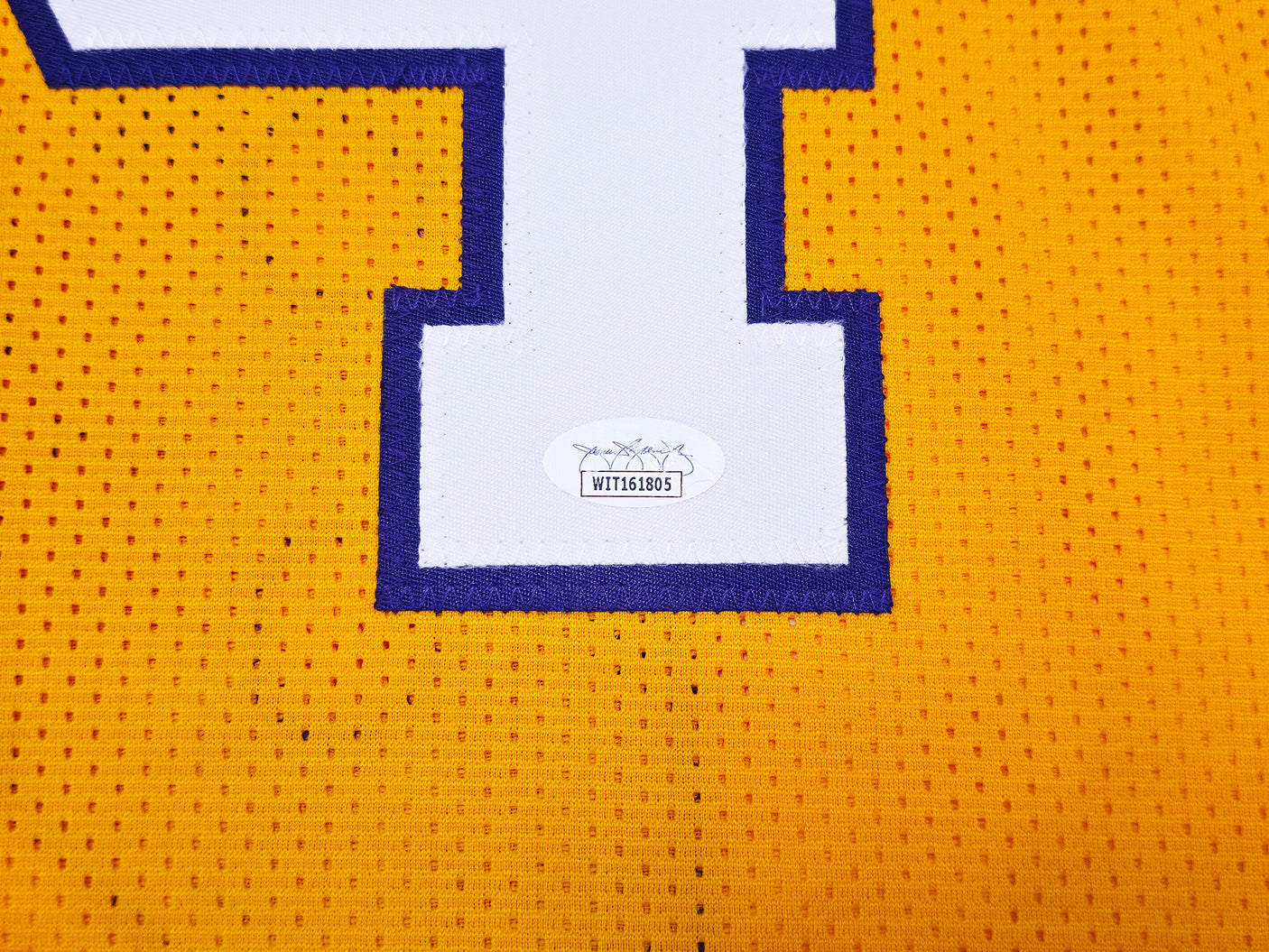 Los Angeles Lakers Shaquille O'Neal Autographed Gold Jersey JSA Stock #248834