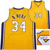 Los Angeles Lakers Shaquille O'Neal Autographed Gold Jersey "34" JSA Stock #248833