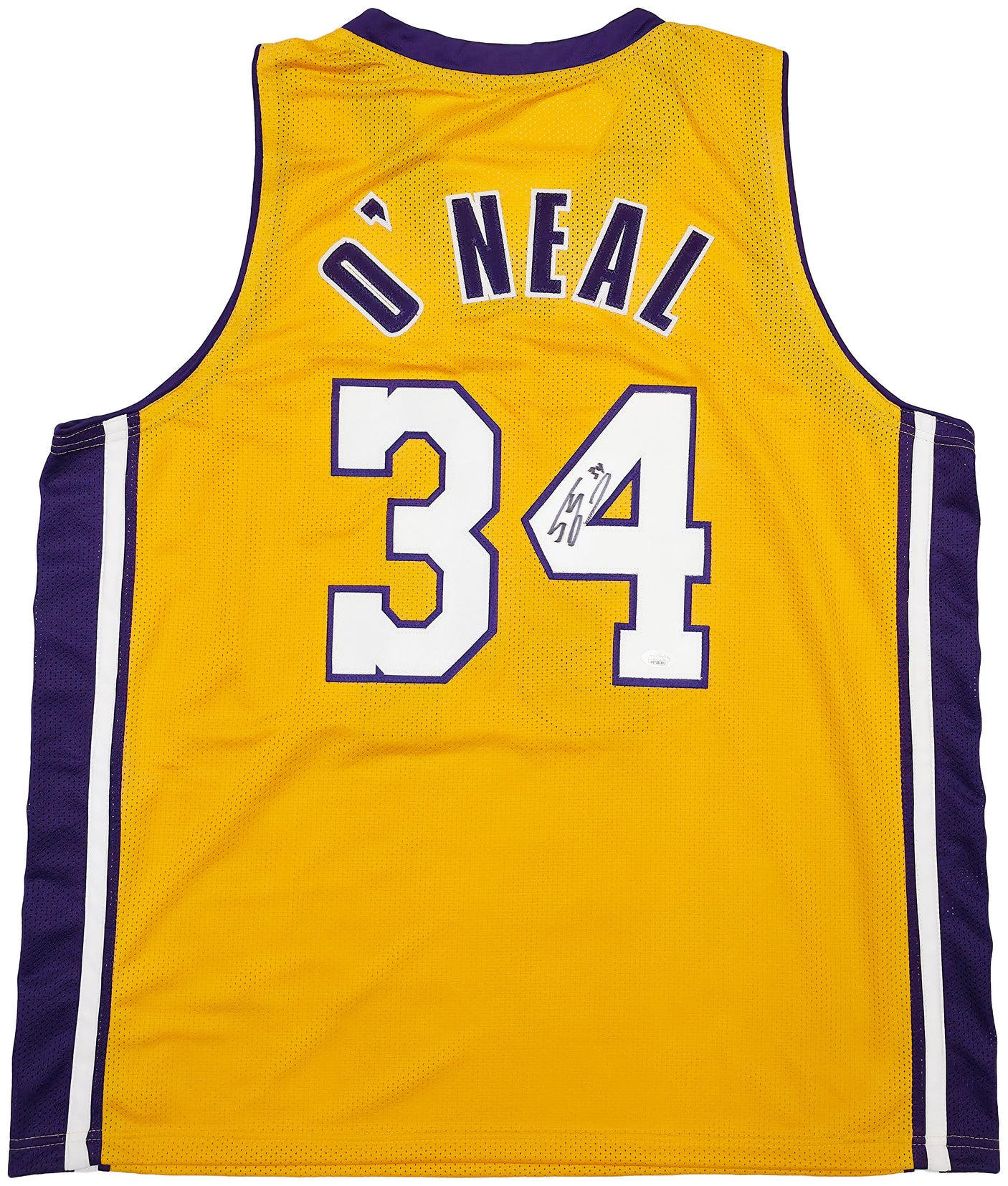 Los Angeles Lakers Shaquille O'Neal Autographed Gold Jersey "34" JSA Stock #248833