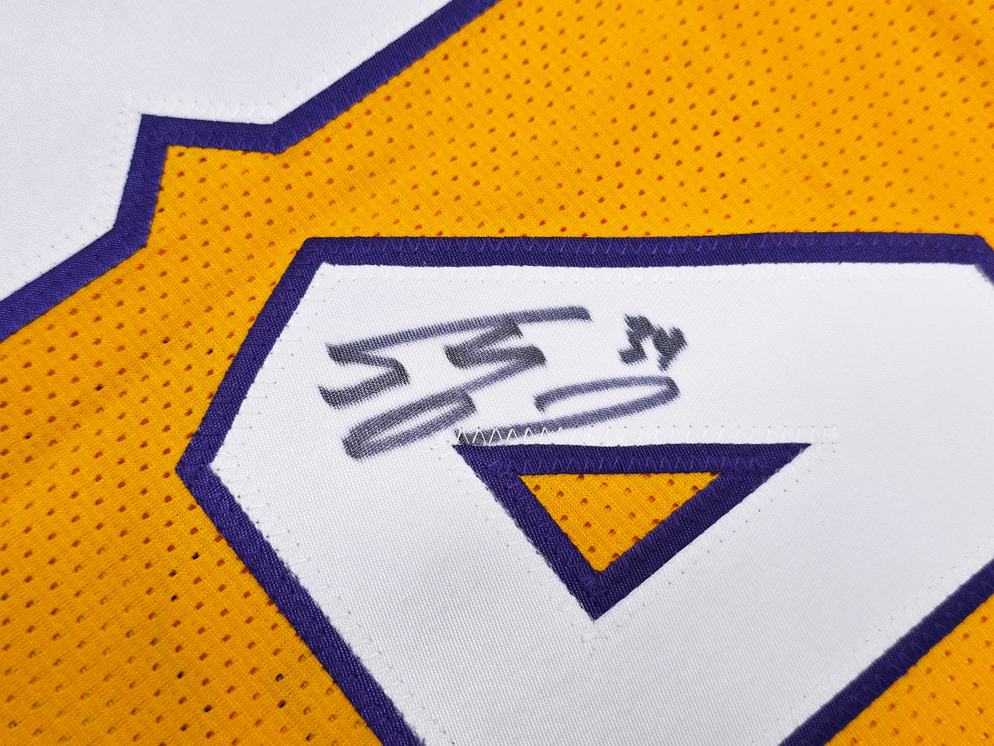 Los Angeles Lakers Shaquille O'Neal Autographed Gold Jersey "34" JSA Stock #248833