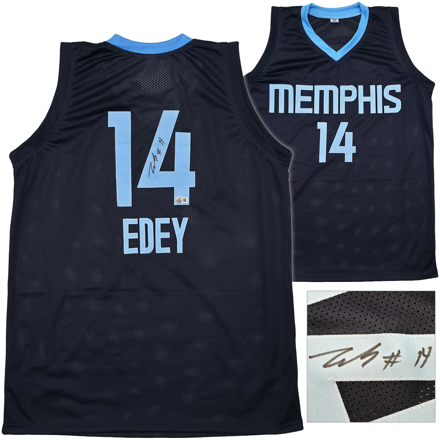 Memphis Grizzlies Zach Edey Autographed Blue Jersey Beckett BAS Witness Stock #249027