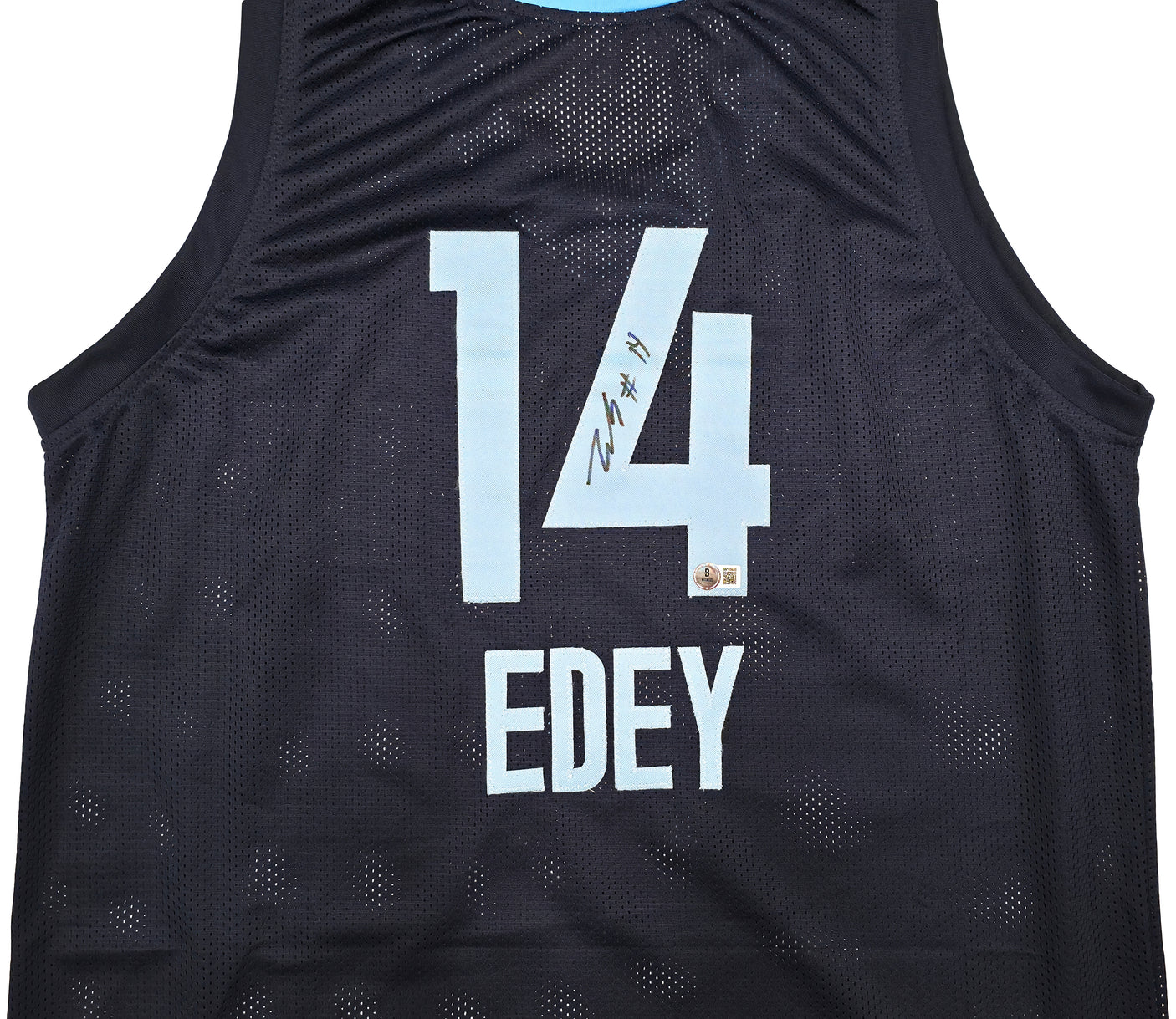 Memphis Grizzlies Zach Edey Autographed Blue Jersey Beckett BAS Witness Stock #249027