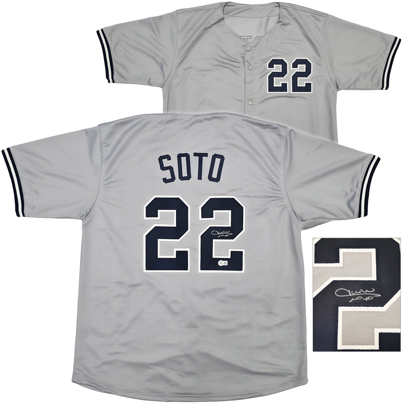 New York Yankees Juan Soto Autographed Gray Jersey Beckett BAS QR Stock #250496