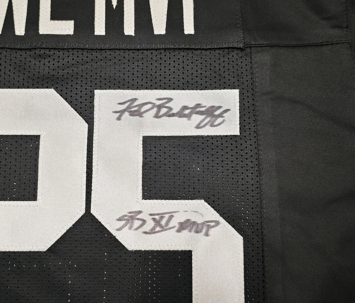 Oakland Raiders Super Bowl MVP's Fred Biletnikoff, Jim Plunkett and Marcus Allen Autographed Black Jersey Beckett BAS Stock #249489