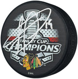 Jonathan Toews Autographed Official 2015 Stanley Cup Champions Chicago Blackhawks Logo Hockey Puck Beckett BAS Witness Stock #250567