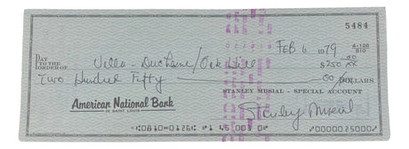 Stan Musial St. Louis Cardinals Signed Bank Check #5484 BAS - Sports Integrity