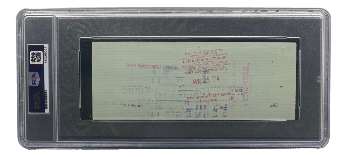 Stan Musial St. Louis Cardinals Signed Bank Check PSA/DNA 85025567 - Sports Integrity