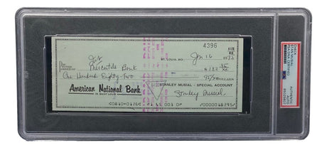Stan Musial St. Louis Cardinals Signed Bank Check PSA/DNA 85025607 - Sports Integrity