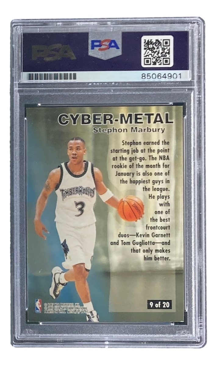 Stephon Marbury Signed 1997 Fleer #9 Timberwolves Rookie Card PSA/DNA - Sports Integrity