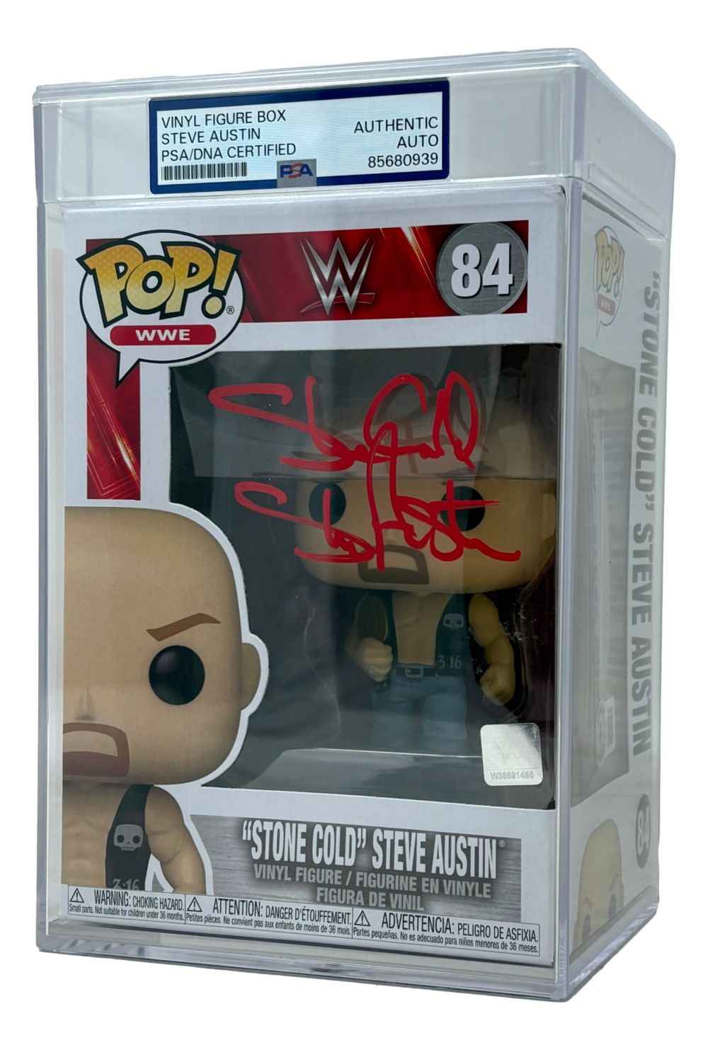 Stone Cold Steve Austin Signed WWE Funko Pop #84 PSA Encapsulated