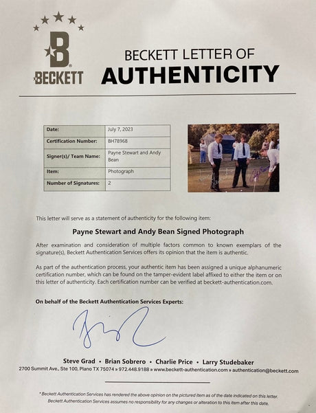 Payne Stewart Andy Bean Signed Framed 8x10 PGA Golf Photo BAS BH78968 - Sports Integrity