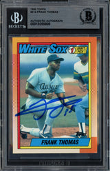 Frank Thomas Autographed 1990 Topps Rookie Card #414 Chicago White Sox Beckett BAS Stock #251034