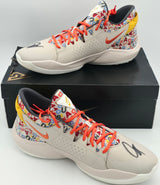 Giannis Antetokounmpo Autographed 2021 Player Exclusive (PE) Promo Desert Sand/Gym Nike Zoom Freak 2 Shoes Milwaukee Bucks Size 17 Beckett BAS Witness Stock #252593