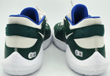 Giannis Antetokounmpo Autographed 2021 Player Exclusive (PE) Promo Fir, Phantom & White Nike Zoom Freak 2 MSCO Shoes Milwaukee Bucks Size 17 Beckett BAS Witness Stock #252595