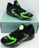 Giannis Antetokounmpo Autographed 2024 Player Exclusive (PE) Promo Black Nike Zoom Freak 6 Shoes Bucks Size 17 Beckett BAS Witness Stock #252733
