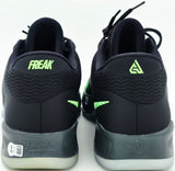 Giannis Antetokounmpo Autographed 2022 Player Exclusive (PE) Promo Black/Multi-Green Strike Nike Zoom Freak 4 Royale Shoes Milwaukee Bucks Size 17 Beckett BAS Witness Stock #252724