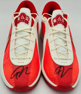Giannis Antetokounmpo Autographed 2024 Player Exclusive (PE) Promo SL/University Red/Bright Nike Zoom Freak 6 EP Shoes Milwaukee Bucks Size 17 Beckett BAS Witness Stock #252737