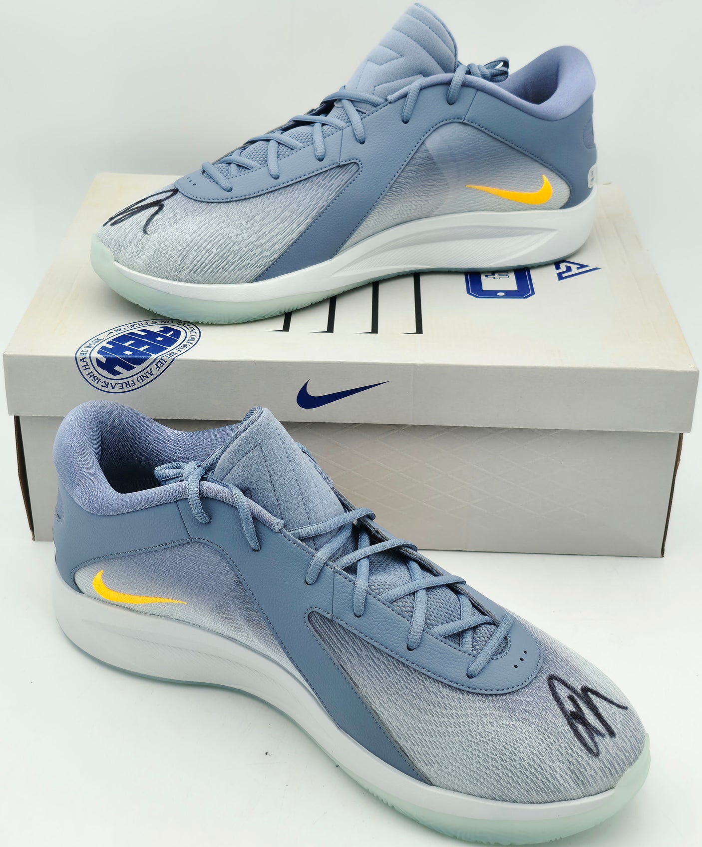 Giannis Antetokounmpo Autographed 2024 Player Exclusive (PE) Promo ASHN SLT/Laser Orange Nike Zoom Freak 6 Shoes Milwaukee Bucks Size 17 Beckett BAS Witness Stock #252747