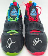 Giannis Antetokounmpo Autographed 2021 Player Exclusive (PE) Promo Black/Grean/Bean White Nike Zoom Freak 3 NRG Shoes Milwaukee Bucks Size 17 Beckett BAS Witness Stock #252761