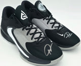 Giannis Antetokounmpo Autographed Black/Grey/White Nike Zoom Freak 4 Shoes Milwaukee Bucks Size 16 (No Box) Beckett BAS Witness Stock #252766