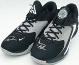Giannis Antetokounmpo Autographed Black, Grey & White Nike Zoom Freak 4 Shoes Milwaukee Bucks Size 16 (No Box) Beckett BAS Witness Stock #252766