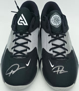 Giannis Antetokounmpo Autographed Black, Grey & White Nike Zoom Freak 4 Shoes Milwaukee Bucks Size 16 (No Box) Beckett BAS Witness Stock #252766