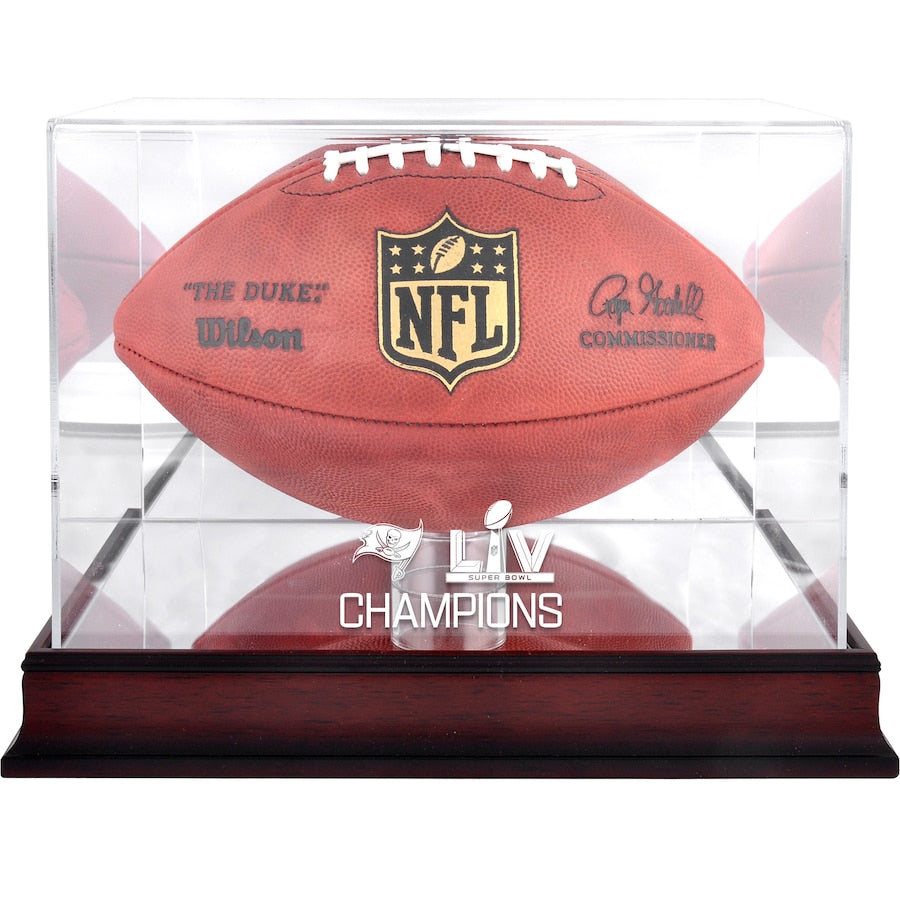 Mahogany Tampa Bay Buccaneers SB LV Champs Football Display Case