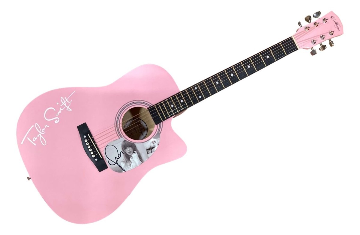 Taylor Swift Signed 41" Tortured Poets Department Pink Acoustic Guitar PSA Holo - Sports Integrity