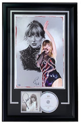 Taylor Swift Signed Framed TTPD Insert w/ 13x19 Litho Signed by Tony Santiago PSA+SI