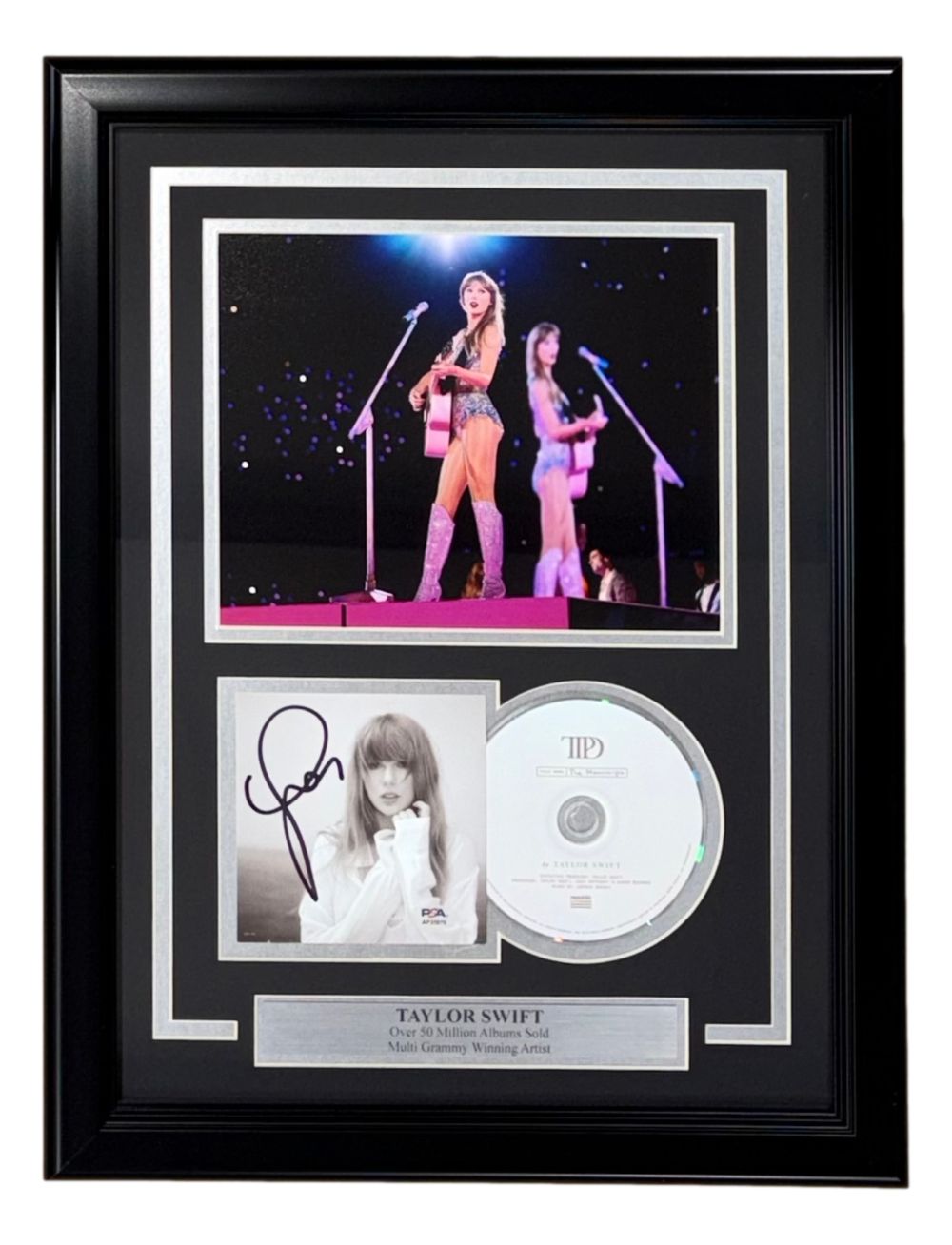 Taylor Swift Signed Framed Insert w/ 8x10 Concert Pink Guitar Photo PSA/DNA