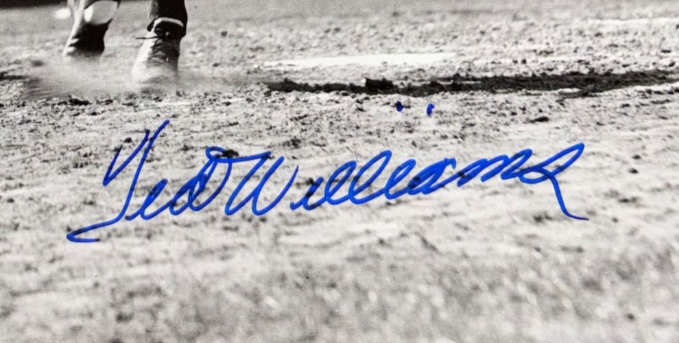 Ted Williams Signed Framed 16x20 Boston Red Sox Front Swing Photo PSA/DNA LOA