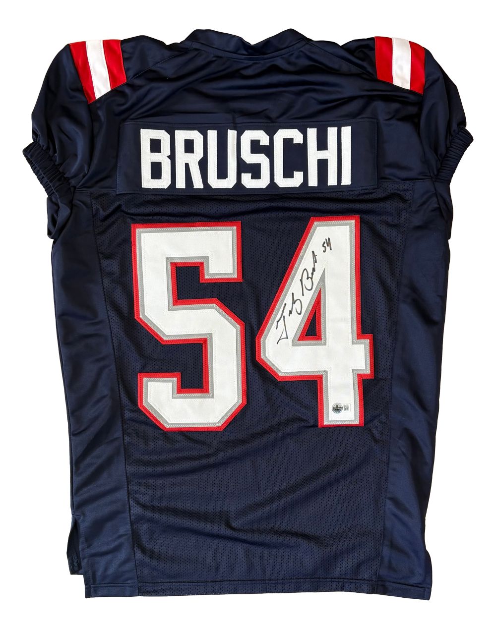 Tedy Bruschi New England Signed Alternate Blue Pro-Cut Football Jersey BAS