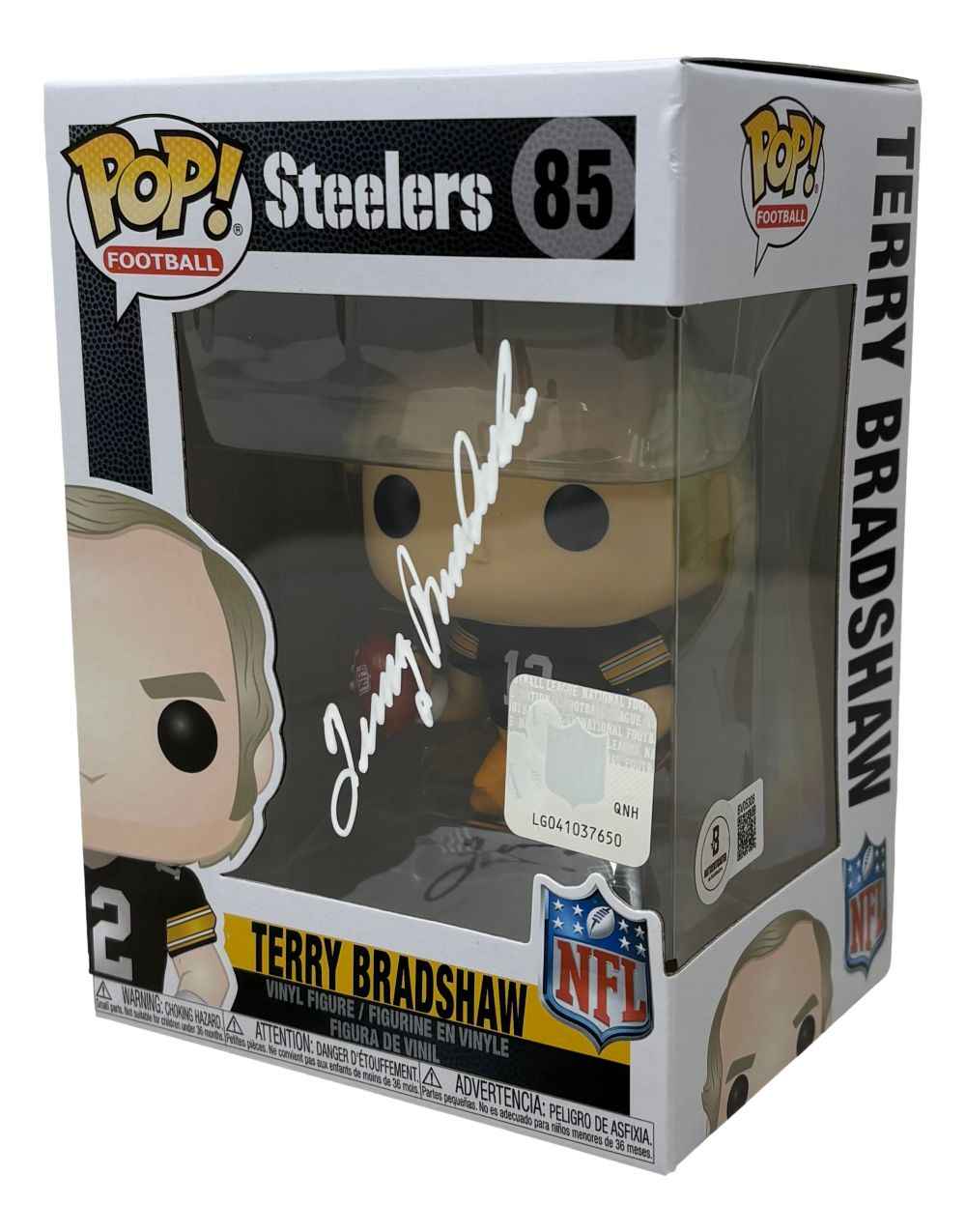 Terry Bradshaw Signed In White Pittsburgh Steelers Funko Pop #85 BAS