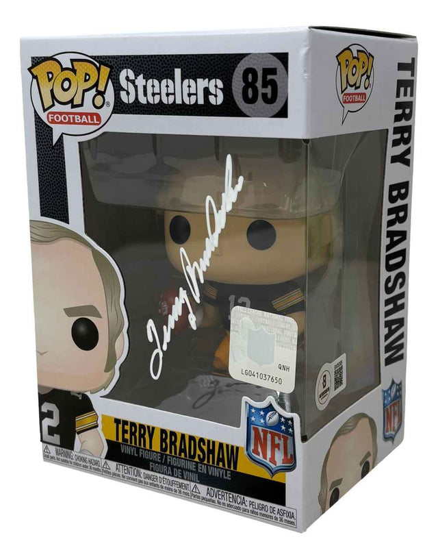 Terry Bradshaw Signed In White Pittsburgh Steelers Funko Pop #85 BAS