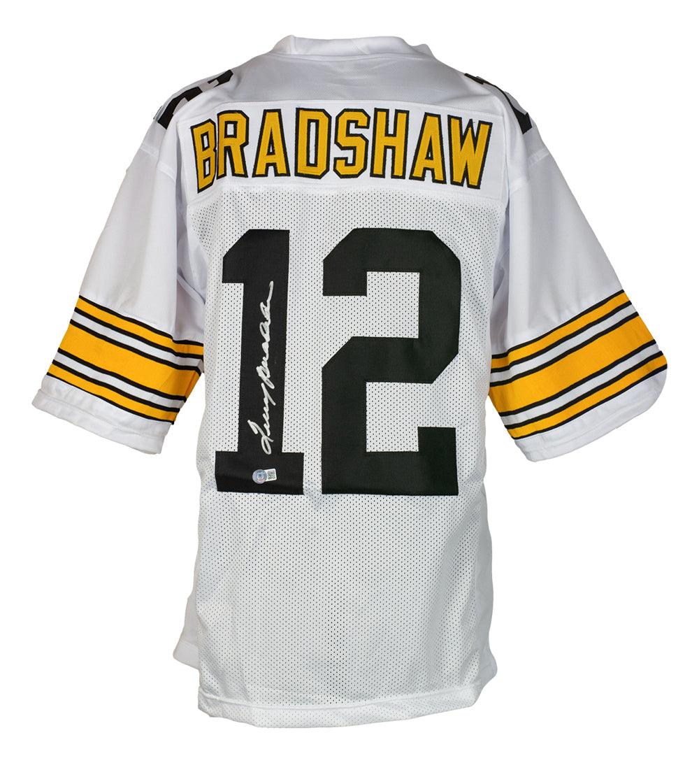 Terry Bradshaw Pittsburgh Signed White Football Jersey BAS