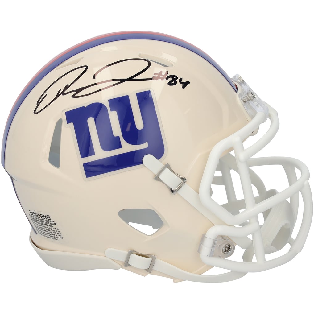 Theo Johnson Autographed New York Giants RETRO Speed Mini Helmet Fanatics