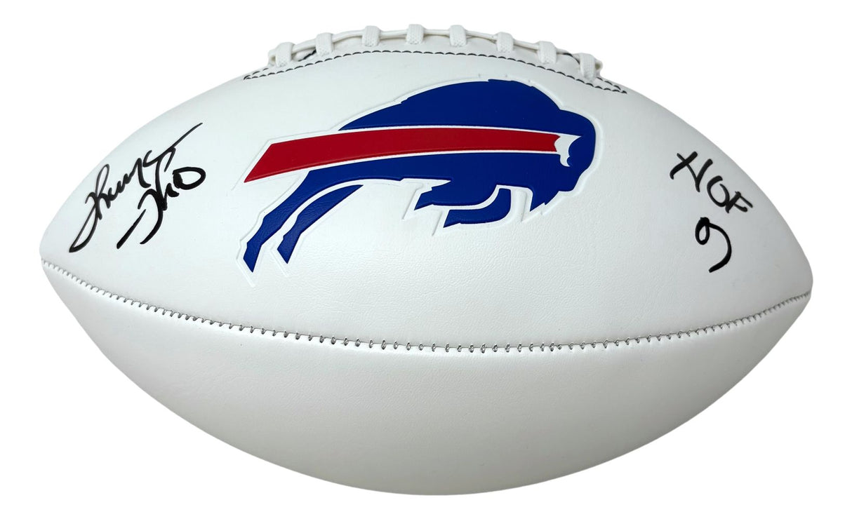 Thurman Thomas Signed Buffalo Bills Logo Football HOF 07 BAS