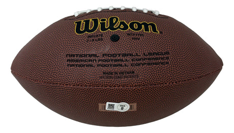 A Thurman Thomas Buffalo Bills signed NFL Wilson Super Grip football by Sports Integrity, featuring the signature on the textured surface along with brand and league details.