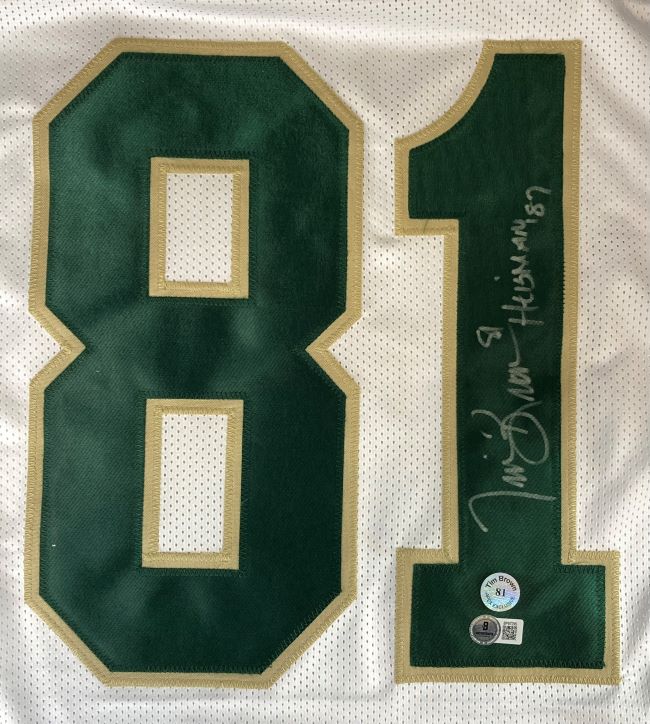 Tim Brown Notre Dame Signed White Football Jersey Heisman 87 BAS