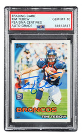Tim Tebow Signed 2010 Topps #440 Denver Broncos Rookie Card PSA Auto Gem MT 10