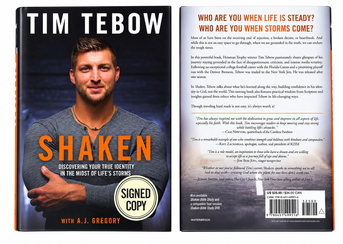 Tim Tebow Signed Shaken Hardcover Book JSA