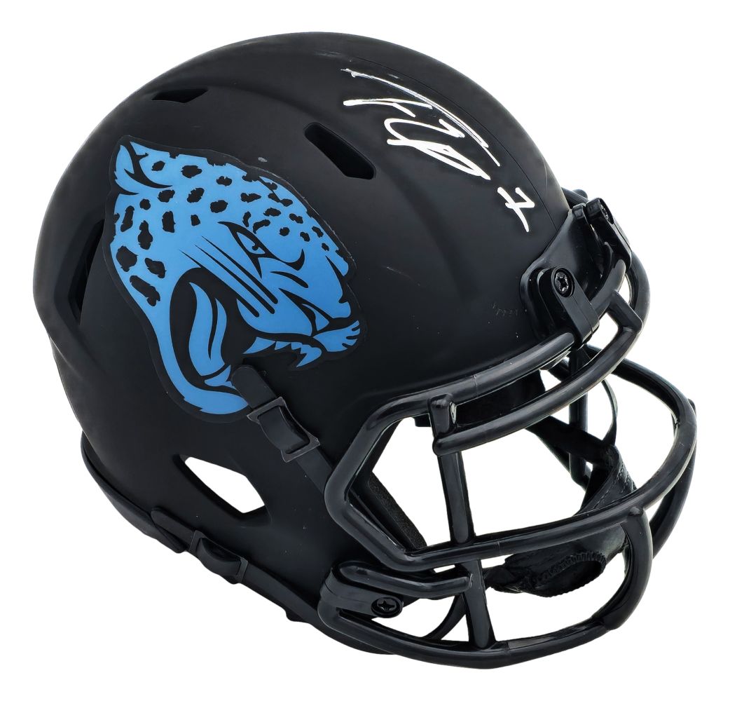 Travis Etienne Signed Jacksonville Jaguars Eclipse Mini Speed Helmet BAS
