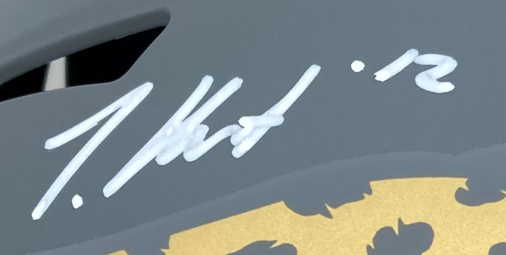 Travis Hunter Signed Jacksonville Jaguars FS Slate Speed Replica Helmet BAS