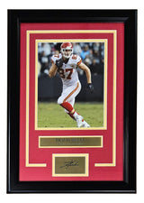Travis Kelce Framed 8x10 Chiefs White Jersey Photo w/ Laser Engraved Signature - Sports Integrity