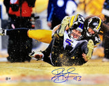 Troy Polamalu Signed 16x20 Pittsburgh Steelers Sack vs Ravens Photo BAS ITP